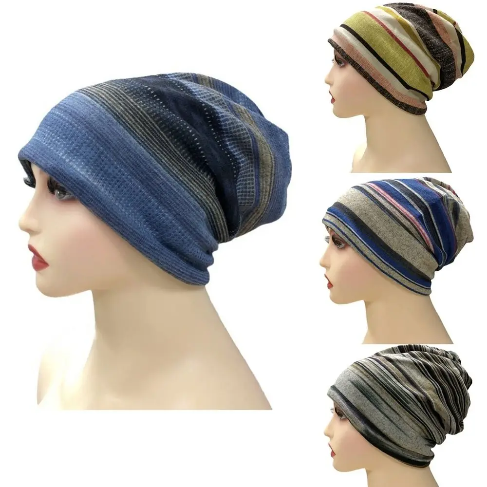 

Contrasting Colors Pullover Hat Multifunctional Scarf Pullover Hat Casual Hedging Cap Stripe Print Keep Warm Women's Pile Hat