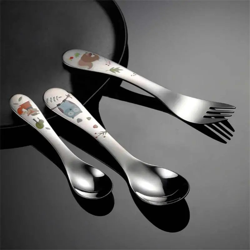 Birthday Gift Food Contact Grade Animal Cartoon 1piece Silver Rice Scoop Knife Fork Spoon Cute Children 304 Stainless Steel