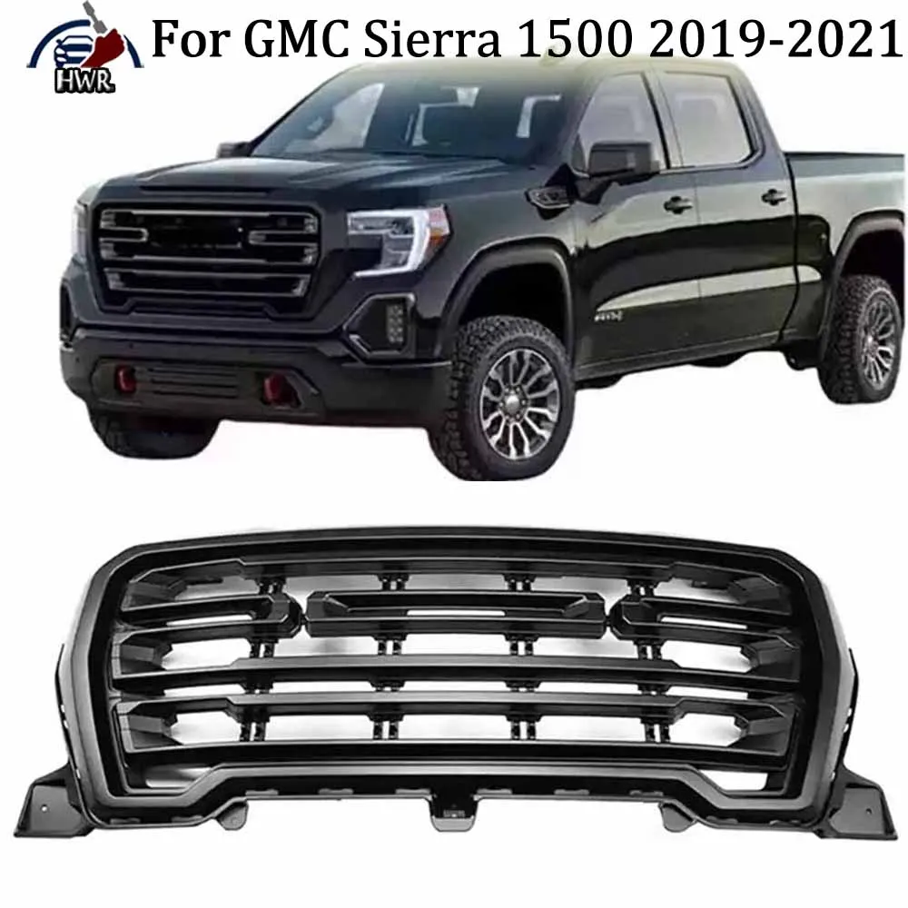 

Car Guard Grid Grille For GMC Sierra 1500 2019 2020 2021 Front Bumper Insert Mask Grille Modified Truck Parts