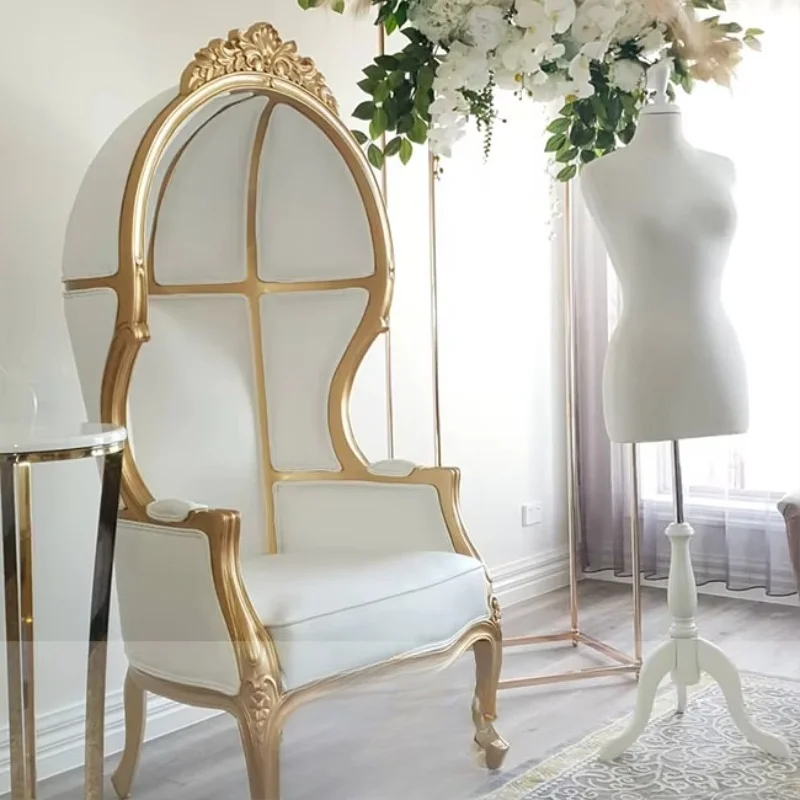 Royal Throne King Queen Wooden Frame Bride and Groom Birdcage Chair