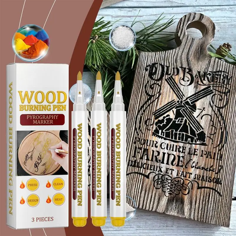 Wood Burning Marker Pen Wood Drawing Scorch Pen Oil-Based Ink Wood Painting Tool For Walnut Basswood Poplar And Birch ﻿ ﻿