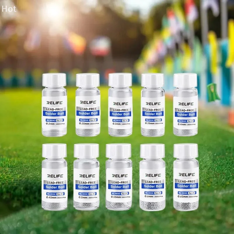 

RL-403C Lead-Free Solder Balls 25000PCS For Mobile Phone Repair CPU Power IC Chip BGA Component Soldering Ball Tool