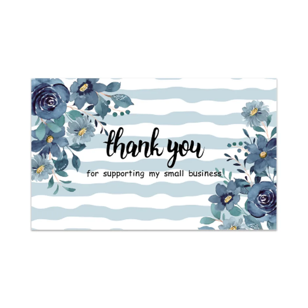 10-30pcs 9cm*5.4cm Pink Flowers Thank You Cards For Gift Card Box Package Decoration Shopkeeper Baking Small Business