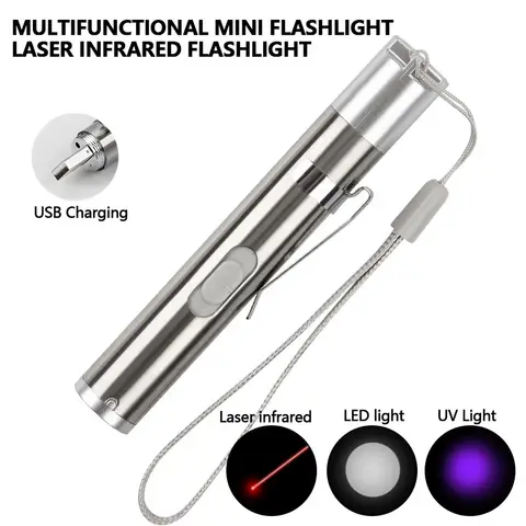 Pointers USB Charging Rechargeable 3-in-1 Flashlight Mini Red Lamp Multifunctional Props Pet Home Child Teachers