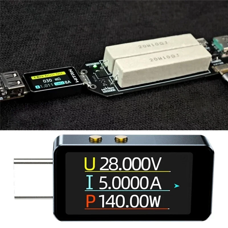 

AX94-New Portable USB Type C Tester With Real Time Voltages And Current Readout For Battery Performances Analysis
