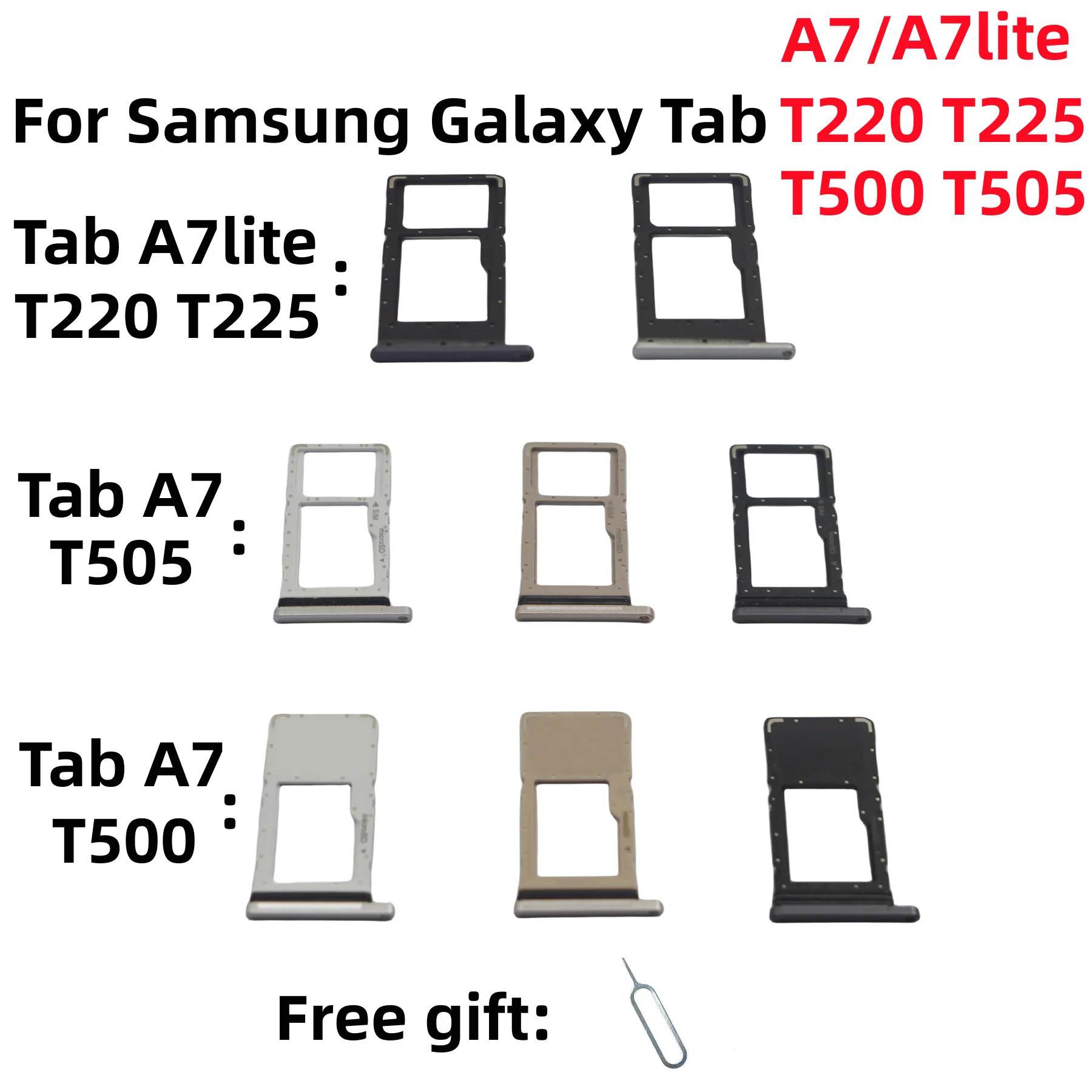 New Micro Tablet PC SIM Card SD Card Adapter Tray chip slot drawer Holder For Samsung Galaxy TAB A7 A7lite T220 T225 T500 T505/N