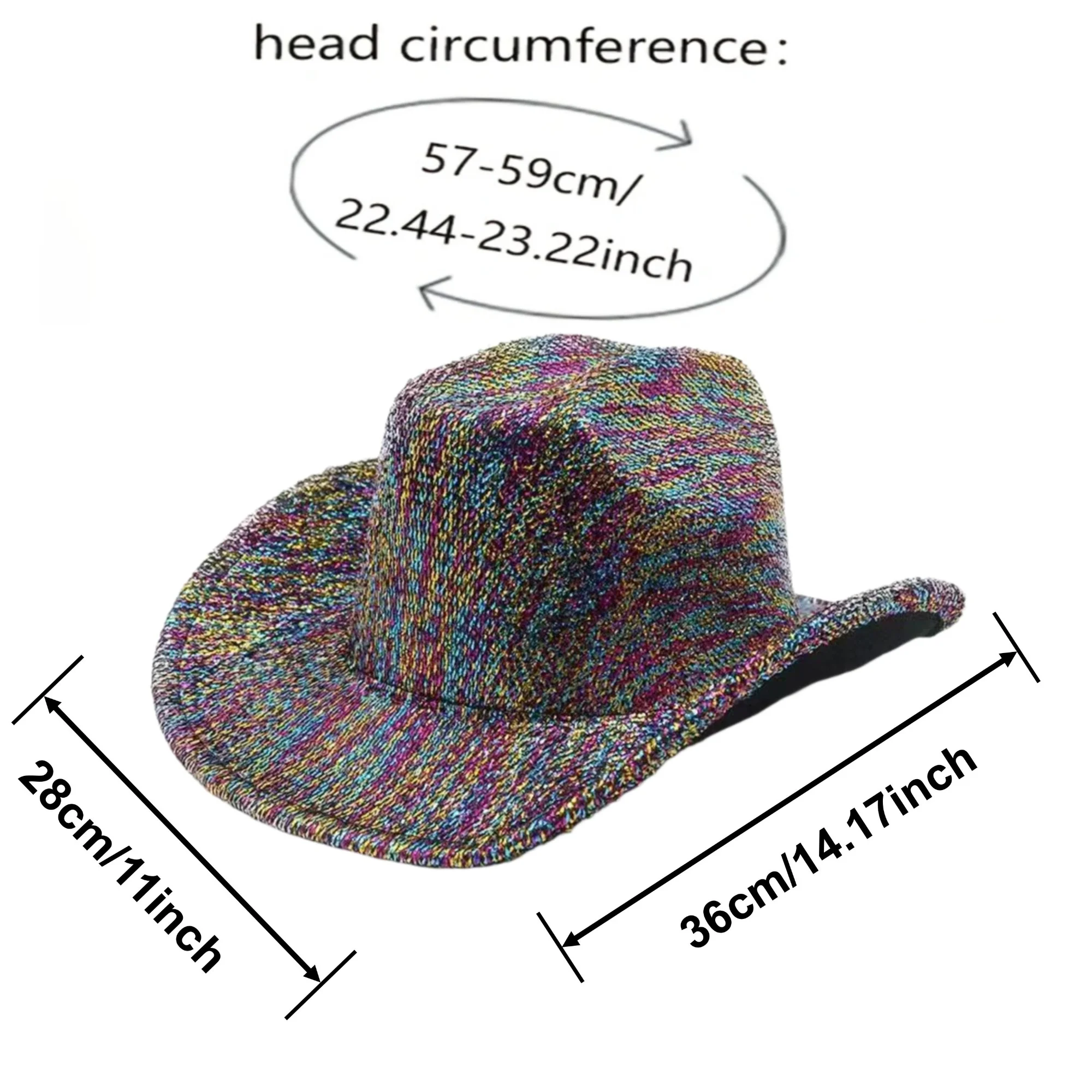 Hongluan glitter traje chapéu adulto & cowboy chapéus strass para mulher, cowboy cosplay acessórios femininos & cowgirl boné