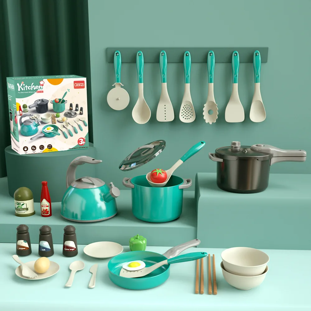 Kids Kitchen Toys Accessories Toddler Pretend Cooking Playset Pretend Cooking Toys Learning Toys Birthday Gifts with Cookware