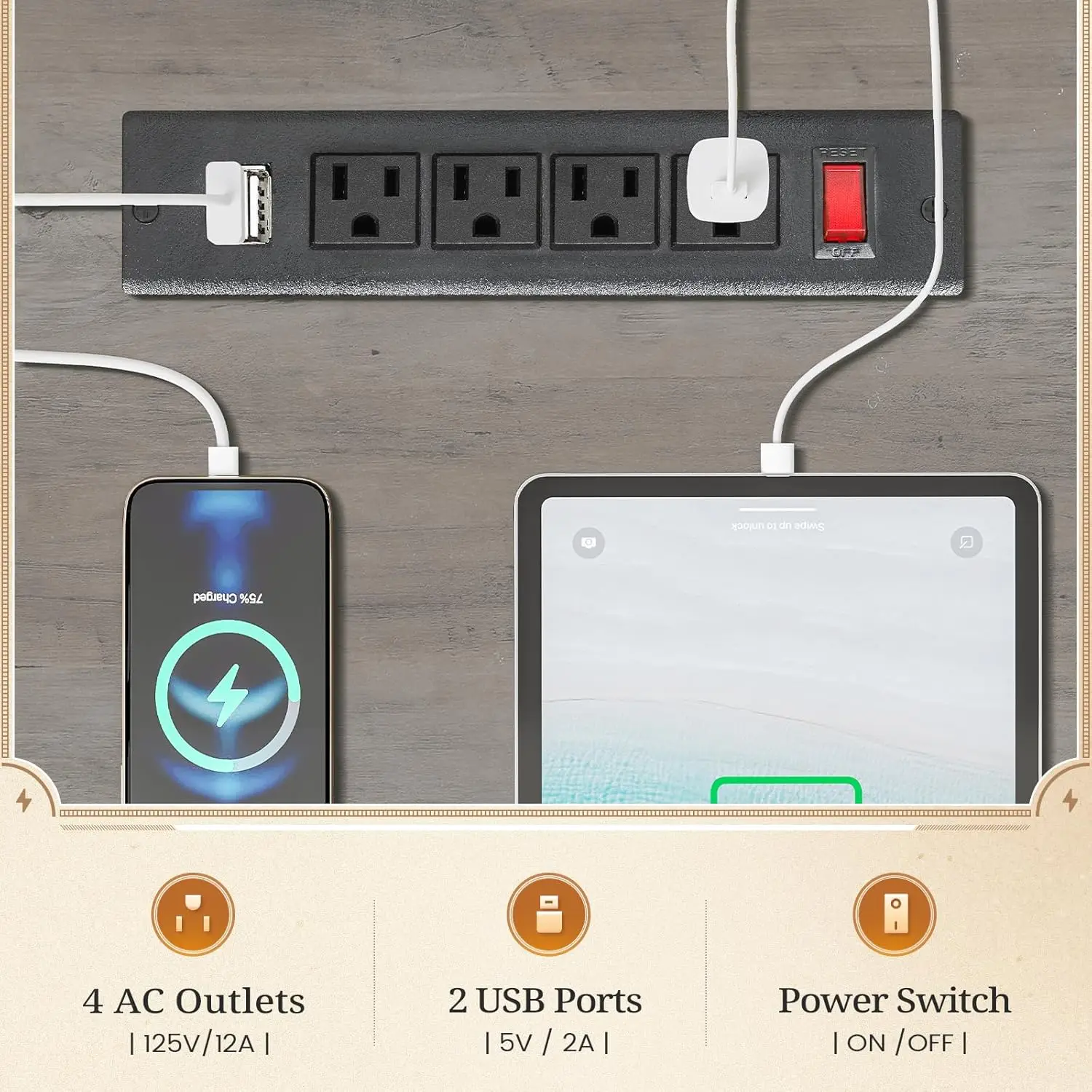 SEDETA オフィスデスク、引き出し3つ付き、47.2インチエグゼクティブコンピュータデスク、収納引き出しとハッチキャビネット付き、木製ファームハウスデスクウィット