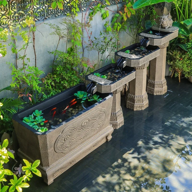 Chinese lucky ornaments outdoor courtyard garden flowing water fish farming circulation water feature fountain outdoor decoratio