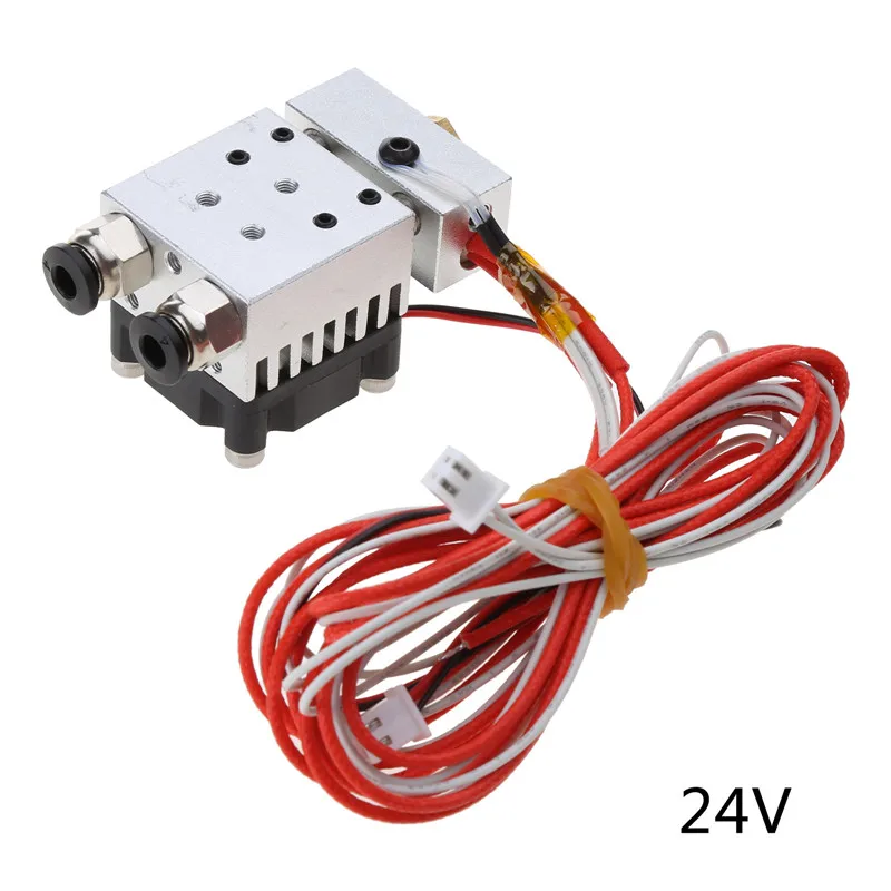 2 in 1 Out Hotend 3D Printer Part J-head Hotend 12V/24V 1.75mm 40W with Cooling Fan for MK8 Extruder Remote Upgraded