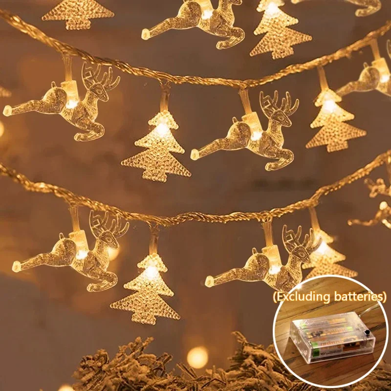 

Christmas Tree Snowflake LED String Lights Banner Christmas Decoration 2024 for Home Navidad Xmas Tree Decor Fairy Light Pendant