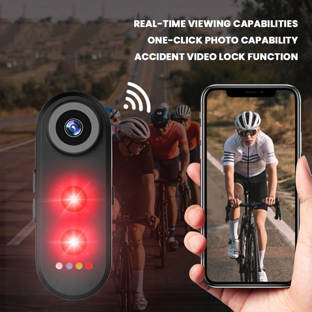 

Bike Camera with Tail Light -150 Angle Camera Bicycle Intelligent Tail Light Brake Sensor Warning Lamp for Road Mountain Riding