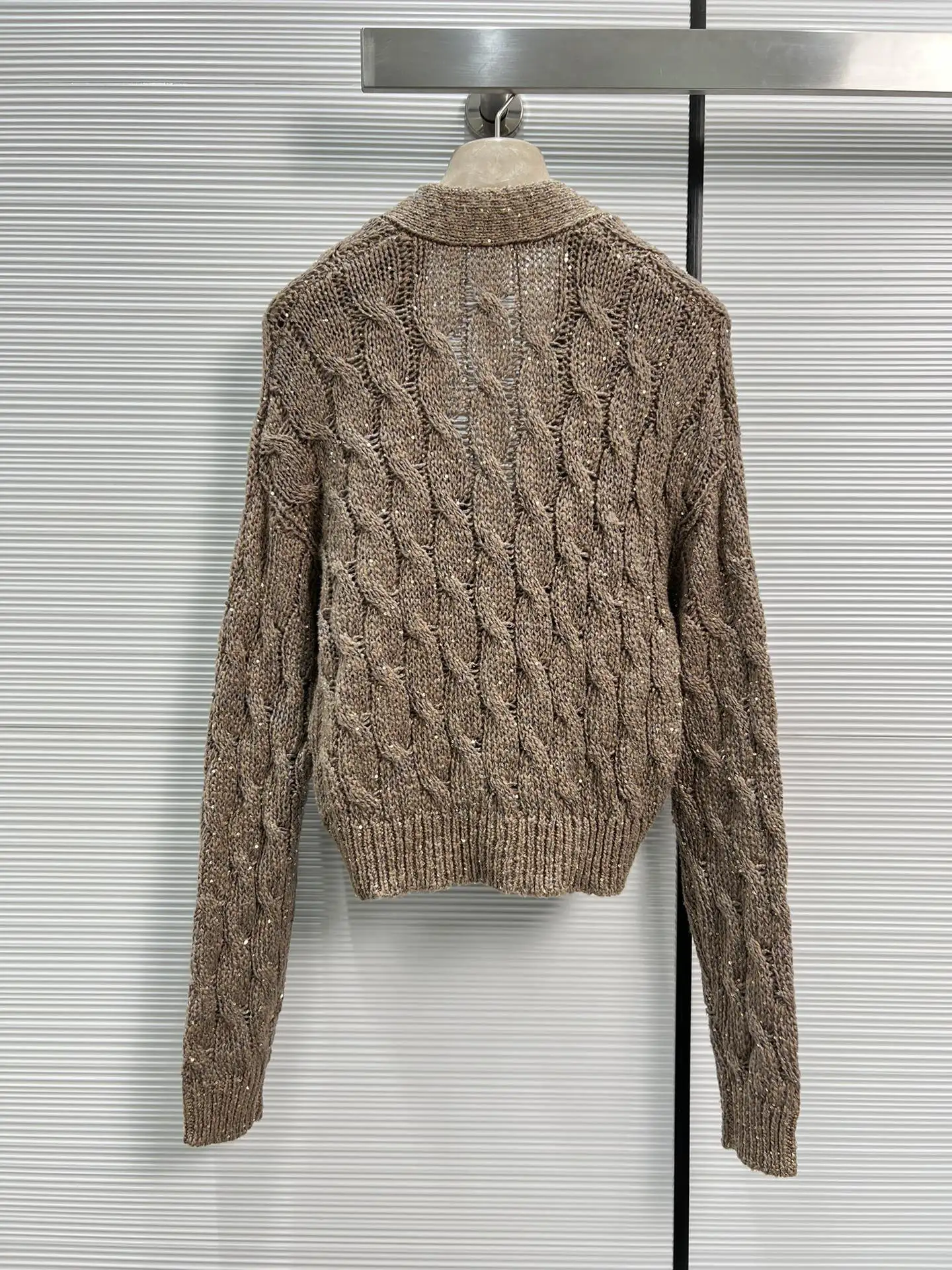 Women 2023 Old Money Style Knitted  Cotton And Hemp Sequins Heavy Industry Luxury Senior Casual Elegant High Custom Cardigan