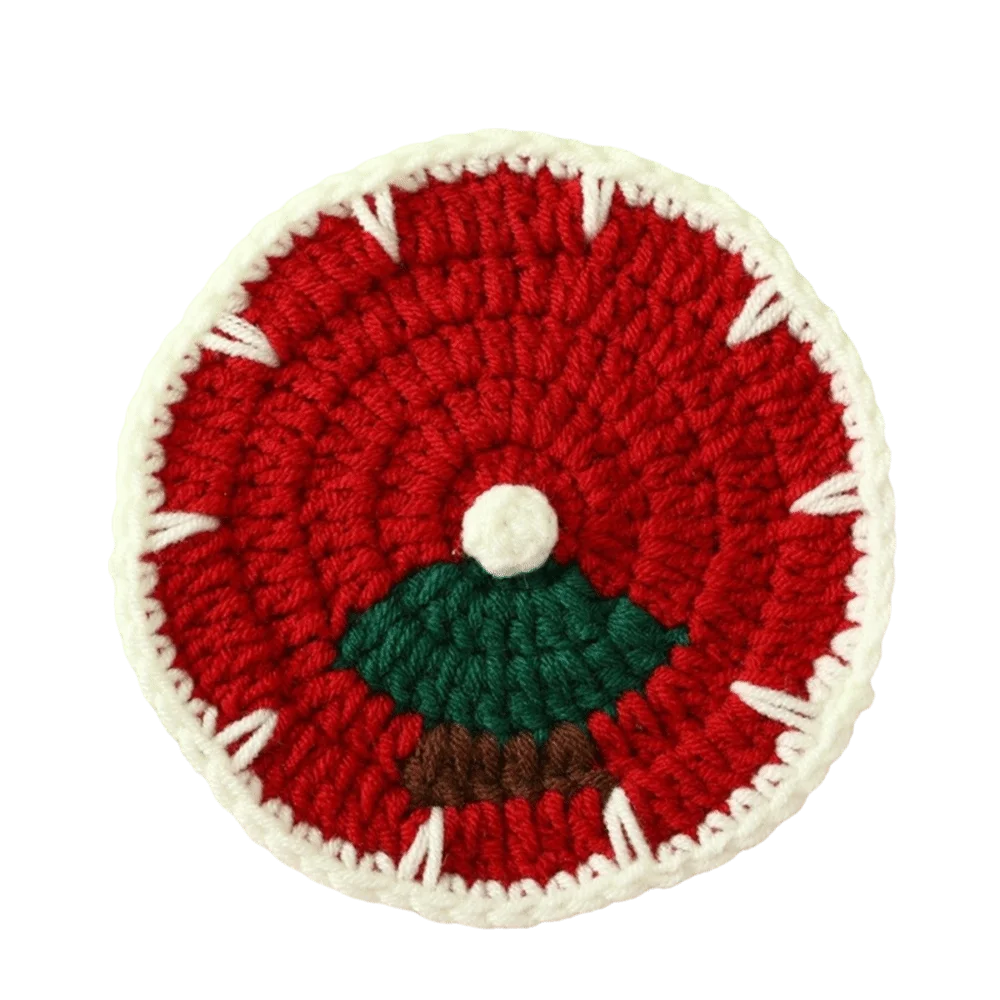 New Handmade Christmas Crochet Coaster Yarn Santa Claus Knitted Drink Coaster Gingerbread Man Christmas Tree Cup Mat Table Decor