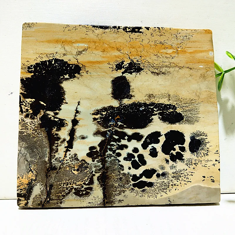 Natural Stone Landscape Painting Slice Landscape Figure Meditation Energy Mind Healing Feng Shui Crystal Room Ornaments