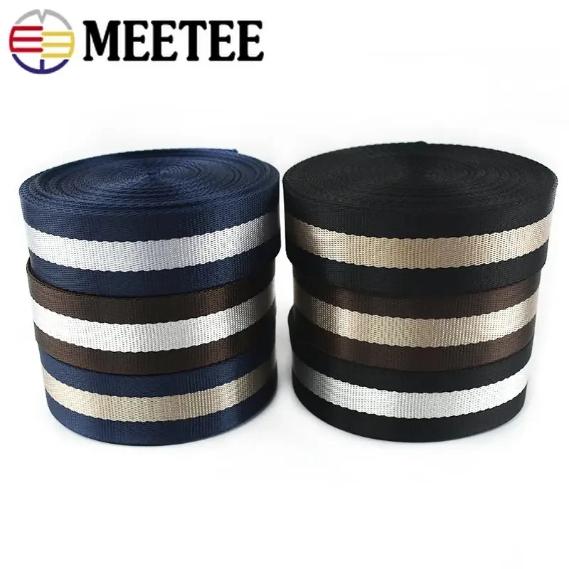 5Meters 38mm Nylon Stripe Webbing 1.4mm Thick Polyester Ribbon Tape for Bag Strap Garment Belt Decor Band DIY Sewing Accessories