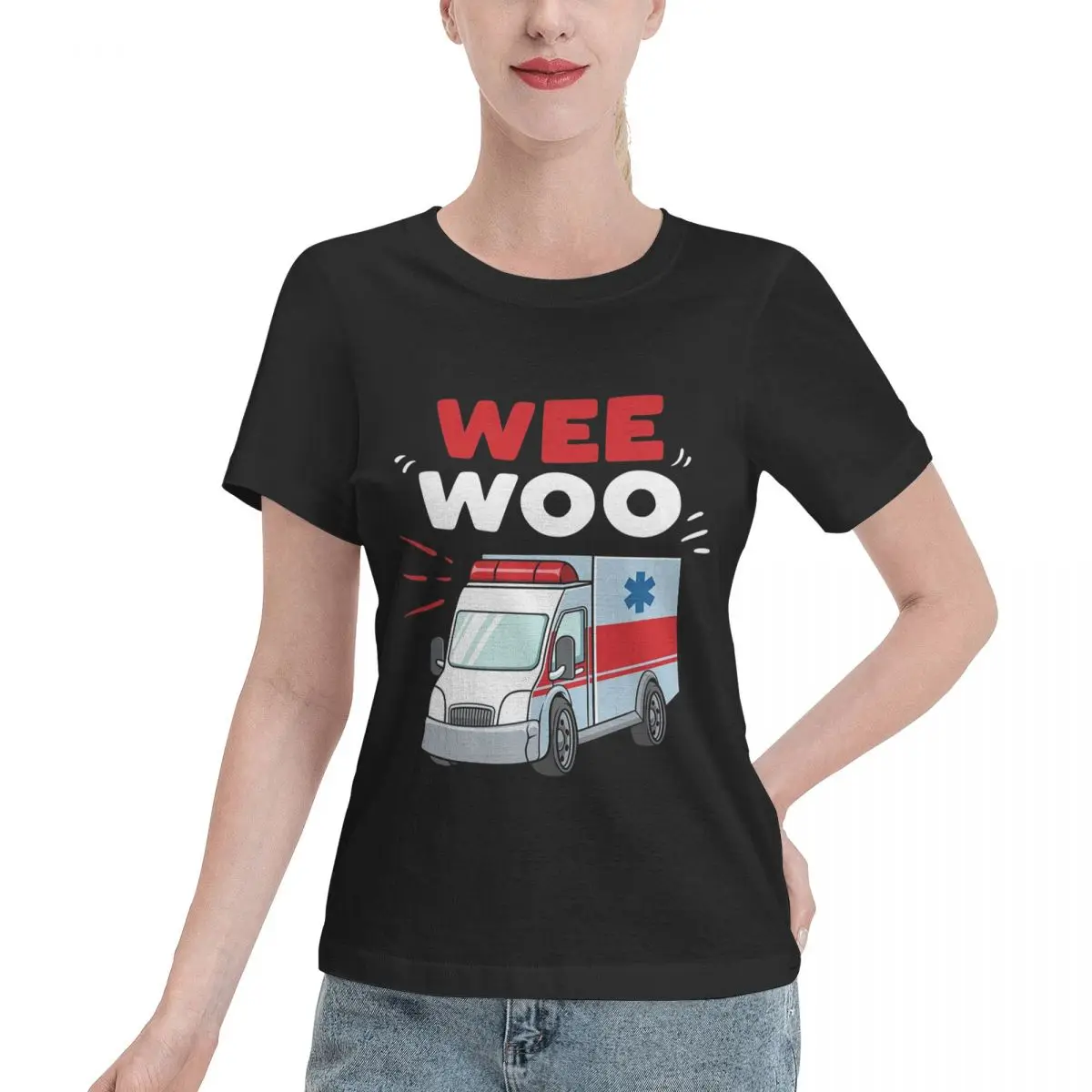 

Wee Woo скорая помощь фельдшер неотложная медицина подарочная футболка женские футболки с короткими рукавами одежда с круглым вырезом хлопок лето