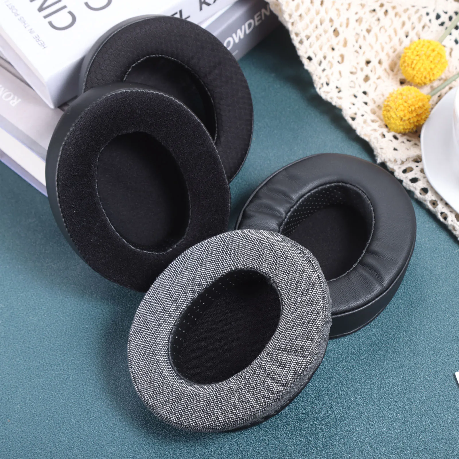 2 pz/paia auricolari auricolari, paraorecchie di ricambio montati sulla testa, per auricolari Brainwavz HM5 Audio Technica ATH M50 ATH-M50x