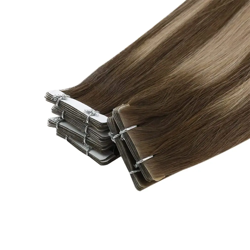 Cinta de inyección de cabello totalmente brillante, extensión de cabello humano, cinta Virgen sin costuras, extensiones de cabello invisibles