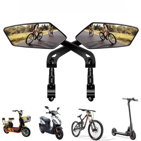 2개 HD 광각 자전거 백미러 - 360 ° 조절 가능, 전기 스쿠터, Ebike, 오토바이 및 산악 자전거에 적합