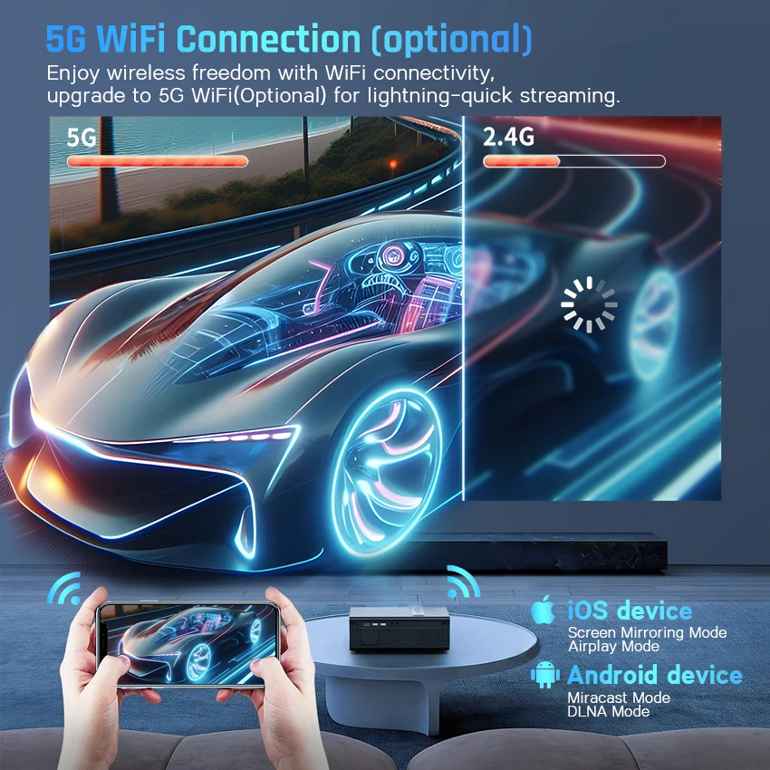 C30B 100 Inch Hd 4K Best Home Movie Projector 2024 4K Hdmi Android Smart Bluetooth Wi-Fi Projector and Speaker for Mobile Phones