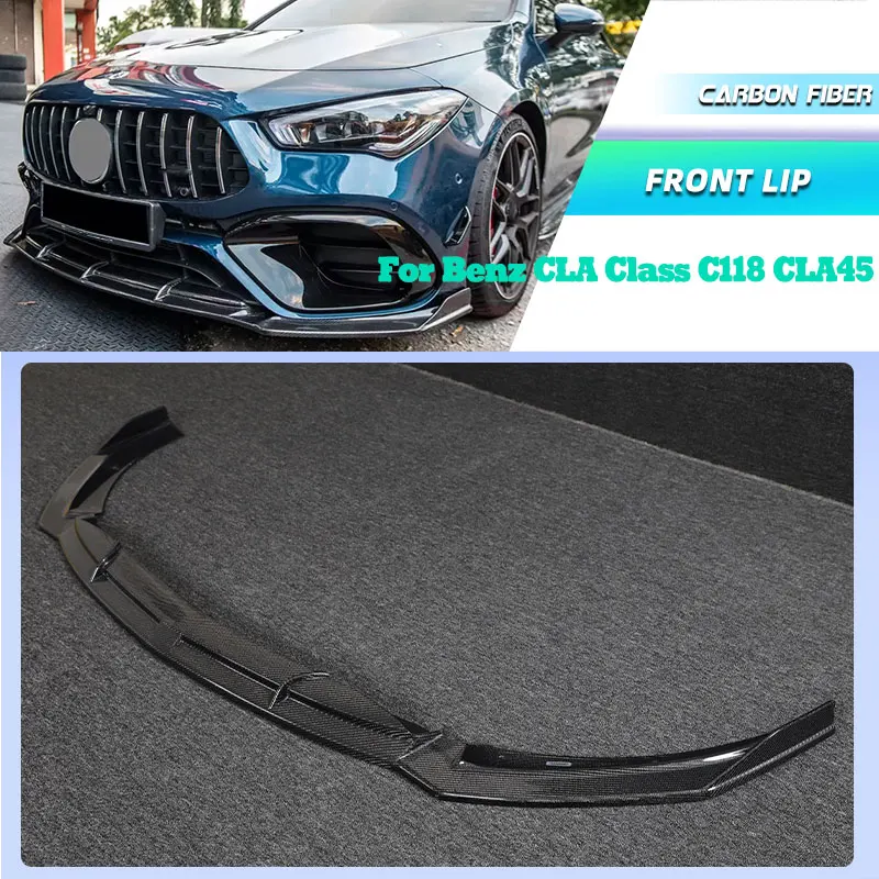 

Carbon Fiber Car Front Bumper Lip Spoiler for Mercedes Benz CLA Class C118 CLA45 AMG 2020-2023 Front Lip Splitters Chin Apron