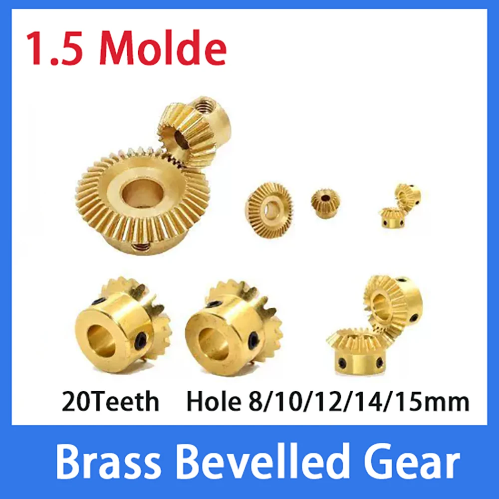 

Латунная коническая шестерня 90 градусов, модуль 1.5, прямозубая, 20 зубьев, диаметр отверстия 8/10/12/14/15 мм, тип 1.5, для механической передачи