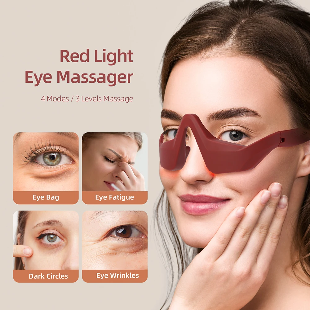 

Customizable Red Eye Massager Under-Eye Glasses Massager Relieves Eye Fatigue Eyes Massage Glasses Eye Fatigue Relief Massager