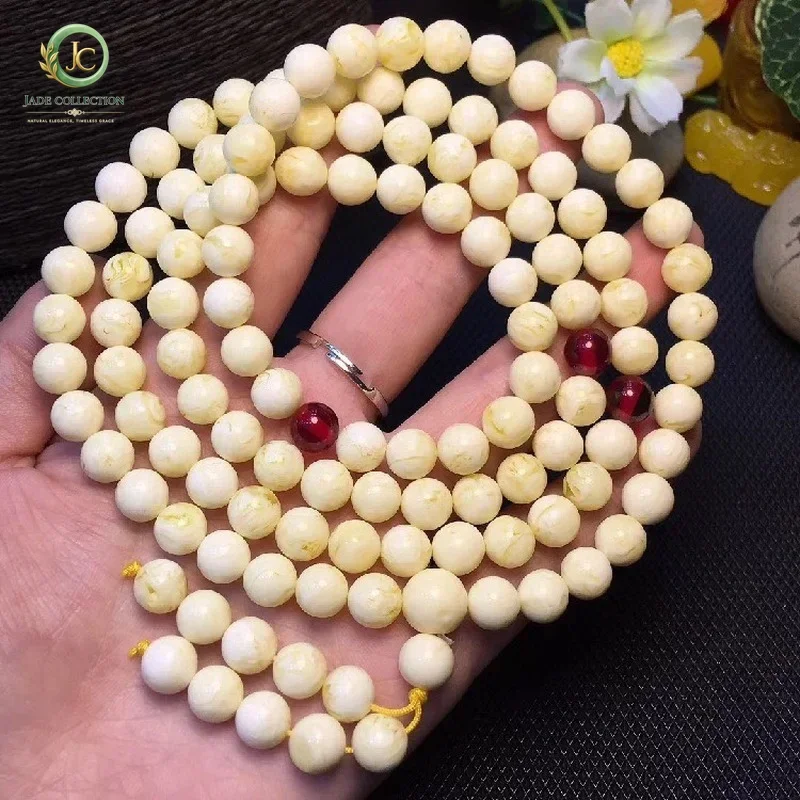 Amber Beeswax Multi Circle Buddha Bead Bracelet Necklace Natural Amber Beeswax Bangle Hand Jewelry Accessory Bangle Beads Amber