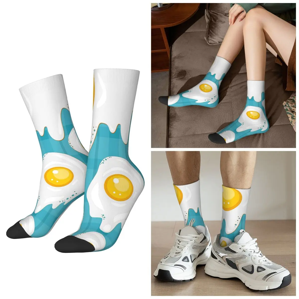 

Всесезонные кавайные жареные яйца (2) носки Harajuku Crew носки модные чулки для мужчин и женщин подарки