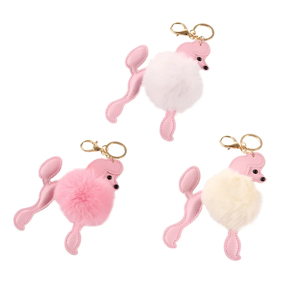 3 pçs premium poodle chaveiro decorações durável confortável toque mochila decoração presente chaveiro pingente pendurado decorações