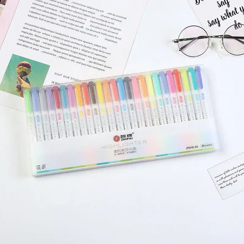 

Highlighter Double Head Light Color Highlighter 25 Color Suit Key Marking Pen For Students
