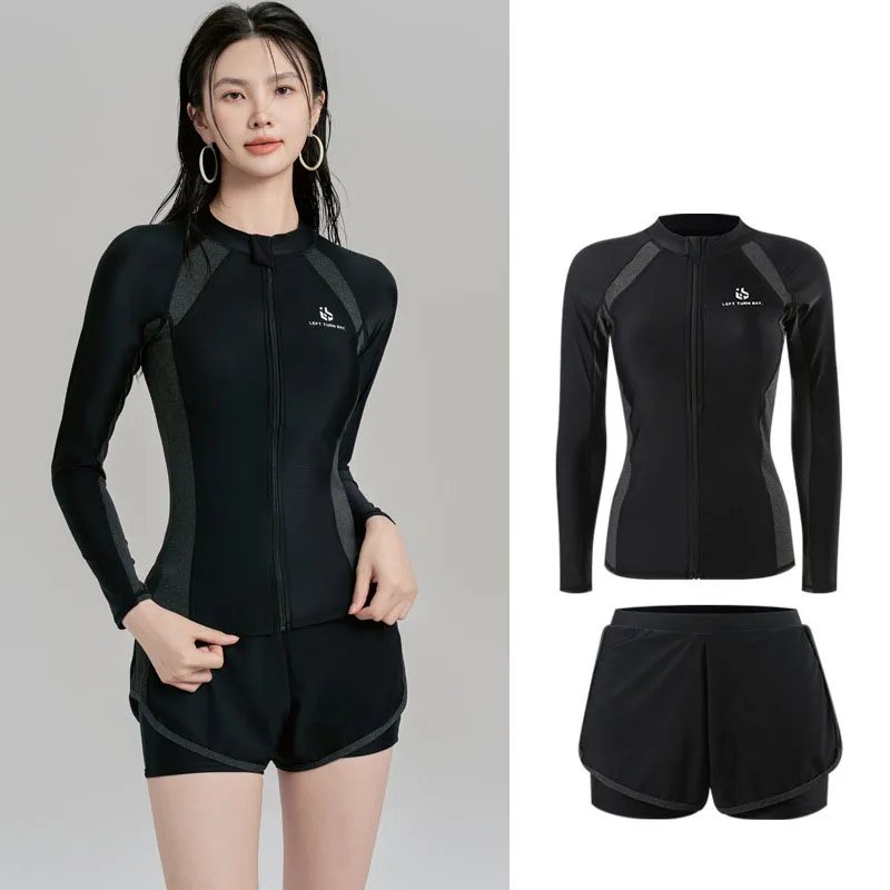 

Женский комплект Rash Guard, рубашка для плавания с длинными рукавами и шорты, быстросохнущий купальный костюм из двух предметов, спортивный костюм, одежда для водных видов спорта