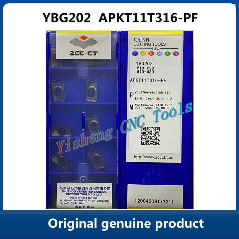 

Free Shipping Original ZCC CT CNC cutting tools YBG202 APKT11T316-PF carbide inserts cutters blade