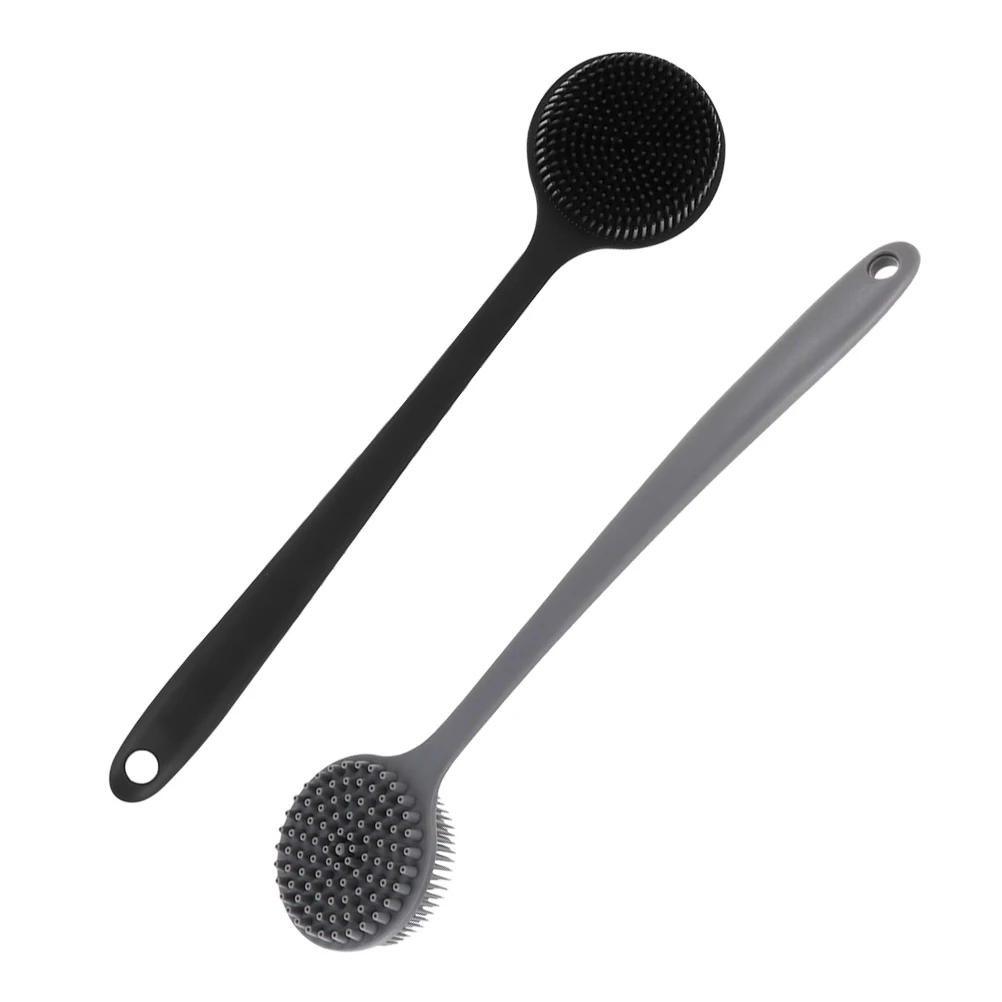 

2pcs Silicone Back Scrubber Long Handle Bath Body Brush For Shower Exfoliating Scrub Brush Bathroom Body Cleaning Tool