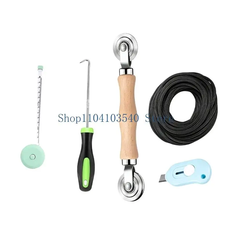 02DC Manual Screen Door Repair Set with Retainer Cord, Screen Cloth and Roller Set for Kitchen and Bedroom Screen Care
