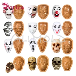 3D Clown/Skull Mask Mousse Cake Mold Chocolate Silicone Mould DIY Halloween Ghost Mask Gypsum Model Kitchen Bakeware Accessories