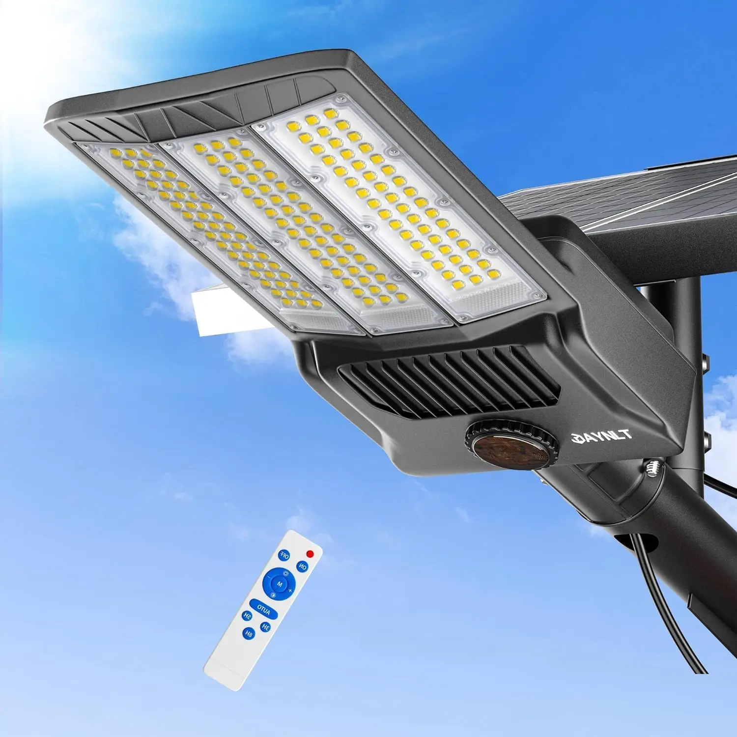 Solar Street Lights Outdoor, 750000LM 6500K High Powered Commercial Parking Lot Lights Dusk to Dawn, Waterproof Sol