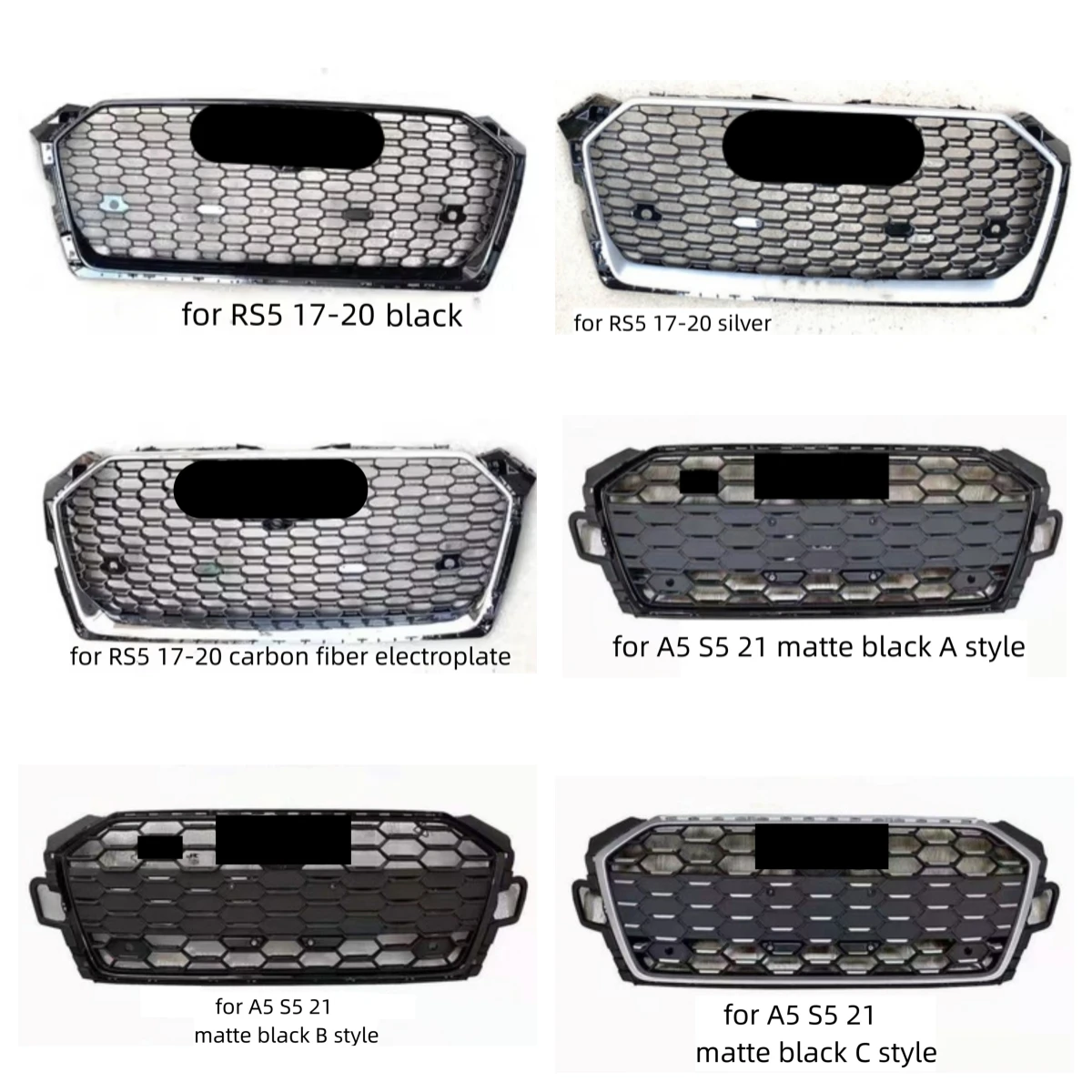 Body Kit Carbon Fiber Radiator Grille Grid for Audi A5 Convert RS5 17-21 New Style Net Car Accessories