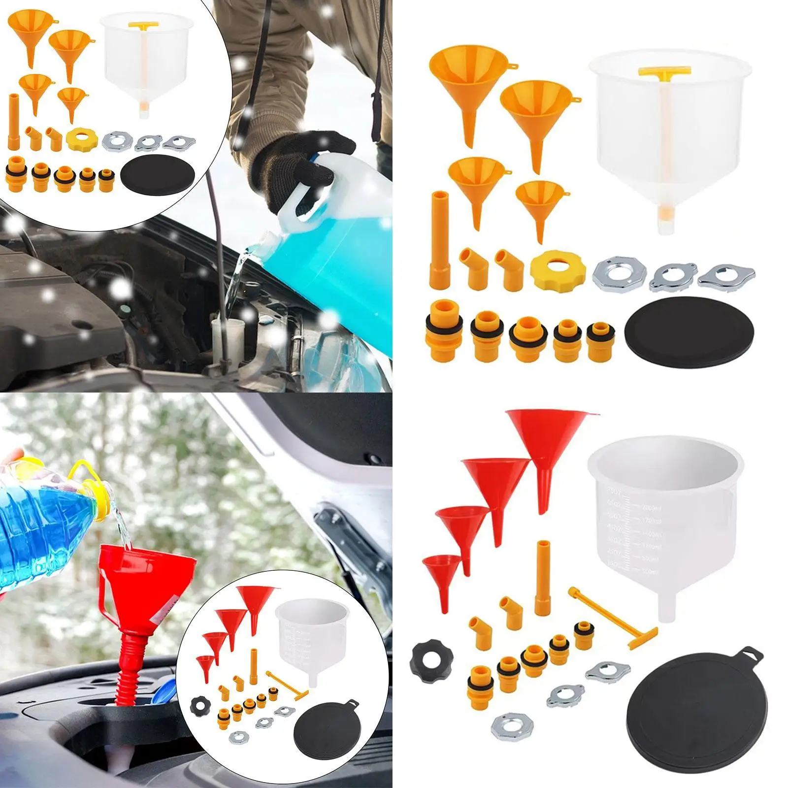 

19x Generic Leakproof Coolant Funnel Set with Adapters Auto Accessory Easy Installation Professional Radiator Funnel Set