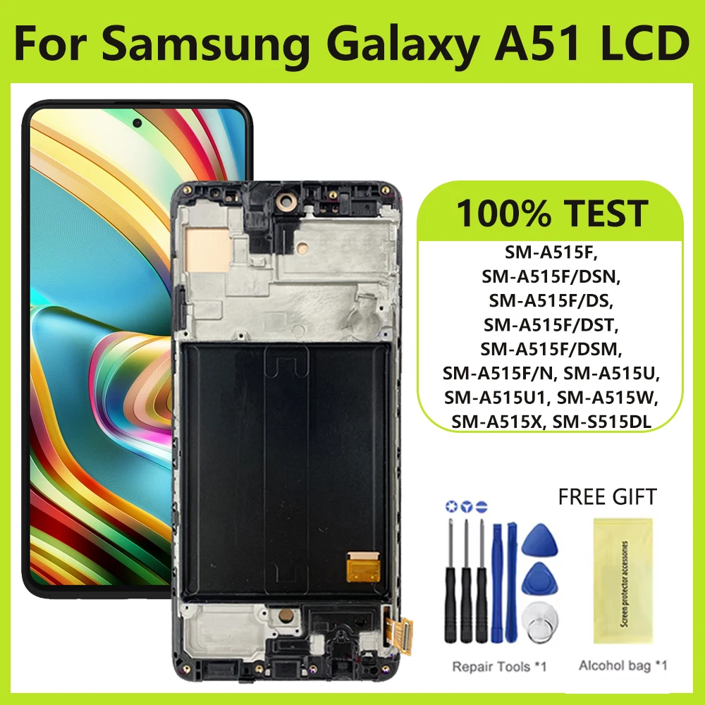 6.5 \'\'Schermo di Visualizzazione Per Samsung Galaxy A51 Display LCD Touch Screen Digitizer Assembly di Ricambio A515 A515FN/DS A515F