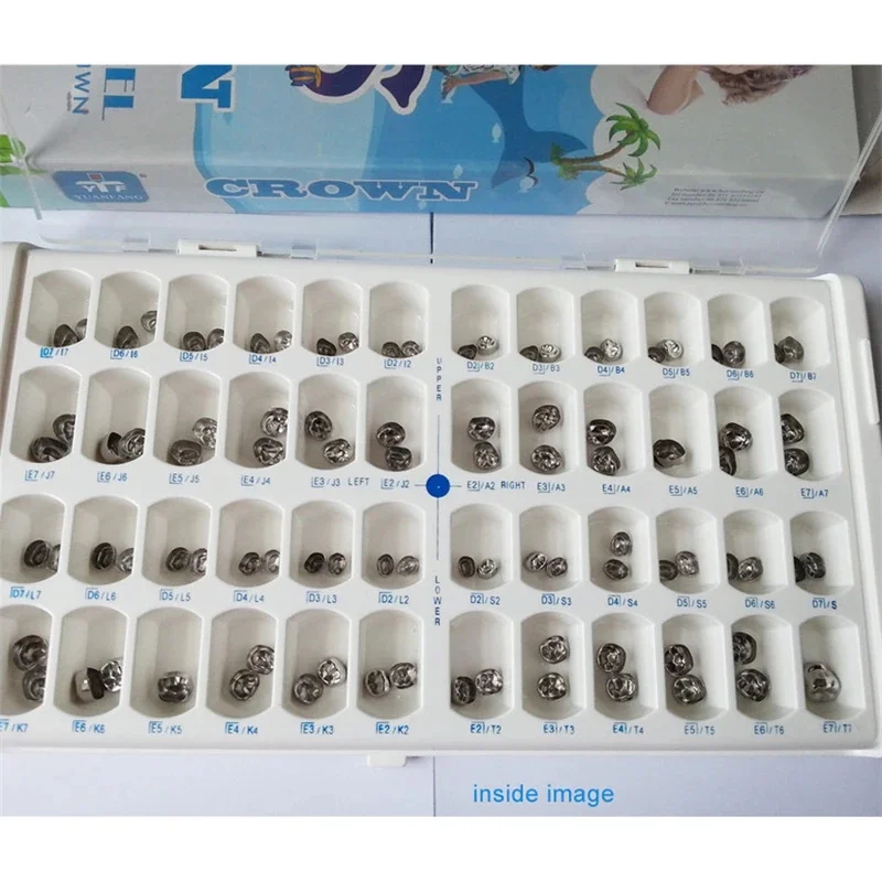 48/96 Pcs Dental Primary Molar Crown teeth Kids crown Baby Crown Preformed Stainless Steel Temporary Crowns  Dentistry Pediatric