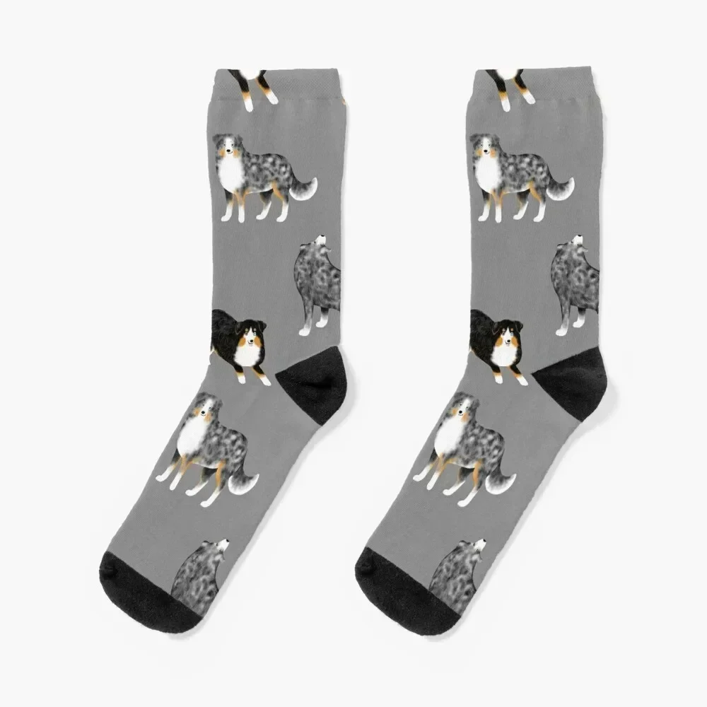 

Australian Shepherd Pattern (Grey Background) Socks custom anime Socks For Man Women's