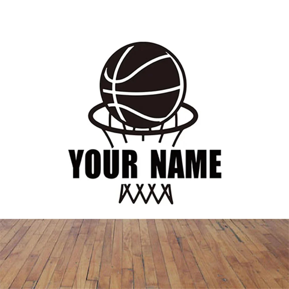 Custom Name Basketball Net Sport Wall Decal Playroom Kids Roon Personalized Name Basket Ball Player Wall Sticker Bedroom Vinyl D