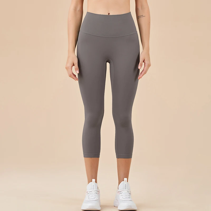 SOISOU Nylon Yoga Capri Pants Leggings Women's Pants Gym Sexy High Waist Tight Breathable Elastic Girl Sports Pants 13 Colors image 3