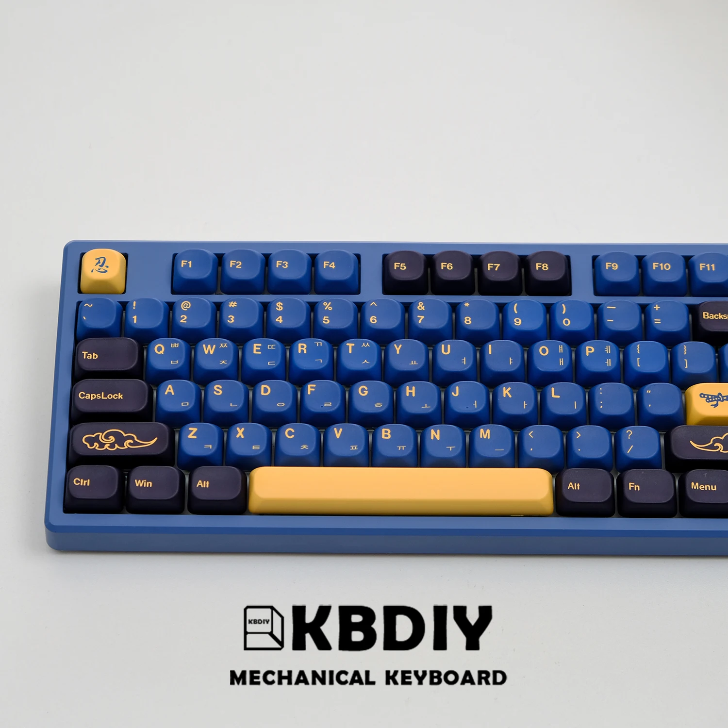 kbdiy coreano keycaps para teclado mecanico gmk samurai azul perfil koa pbt personalizado 5 sided 130 teclas caps para gmk67 01