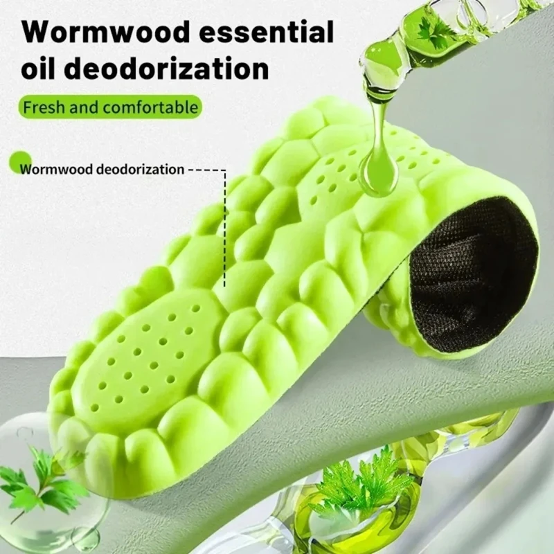 1 Pair of 4D Cloud Technology Sports Insoles PU Sole Soft Breathable Shock Absorption Cushion Sweat Absorbing for Men and Women