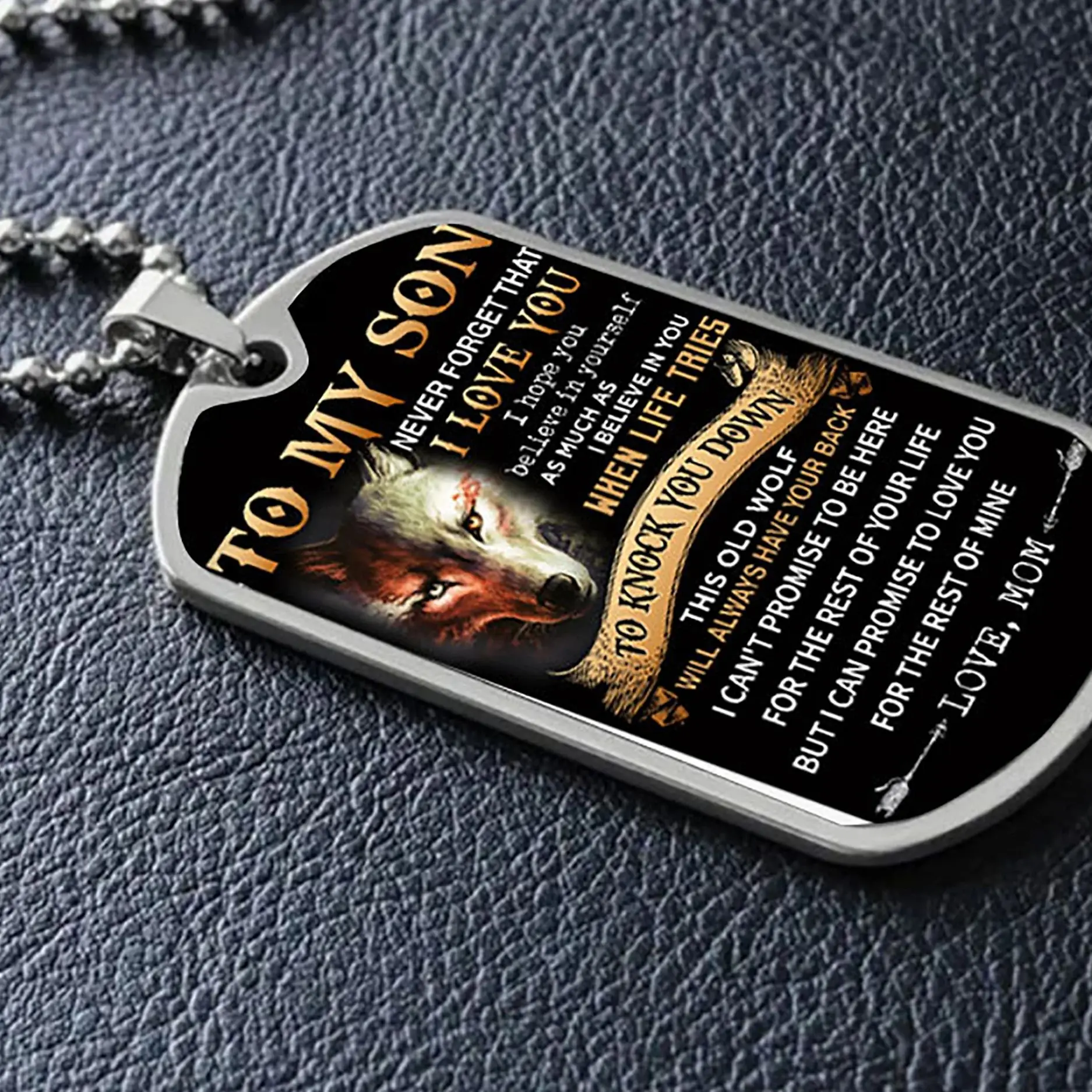 TO MY SON Stainless Steel Corroded Drop Gel Necklace, Gift from Dad to Son Necklace