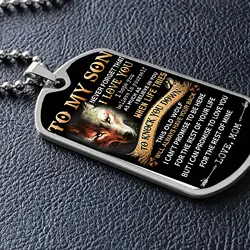 TO MY SON Stainless Steel Corroded Drop Gel Necklace, Gift from Dad to Son Necklace